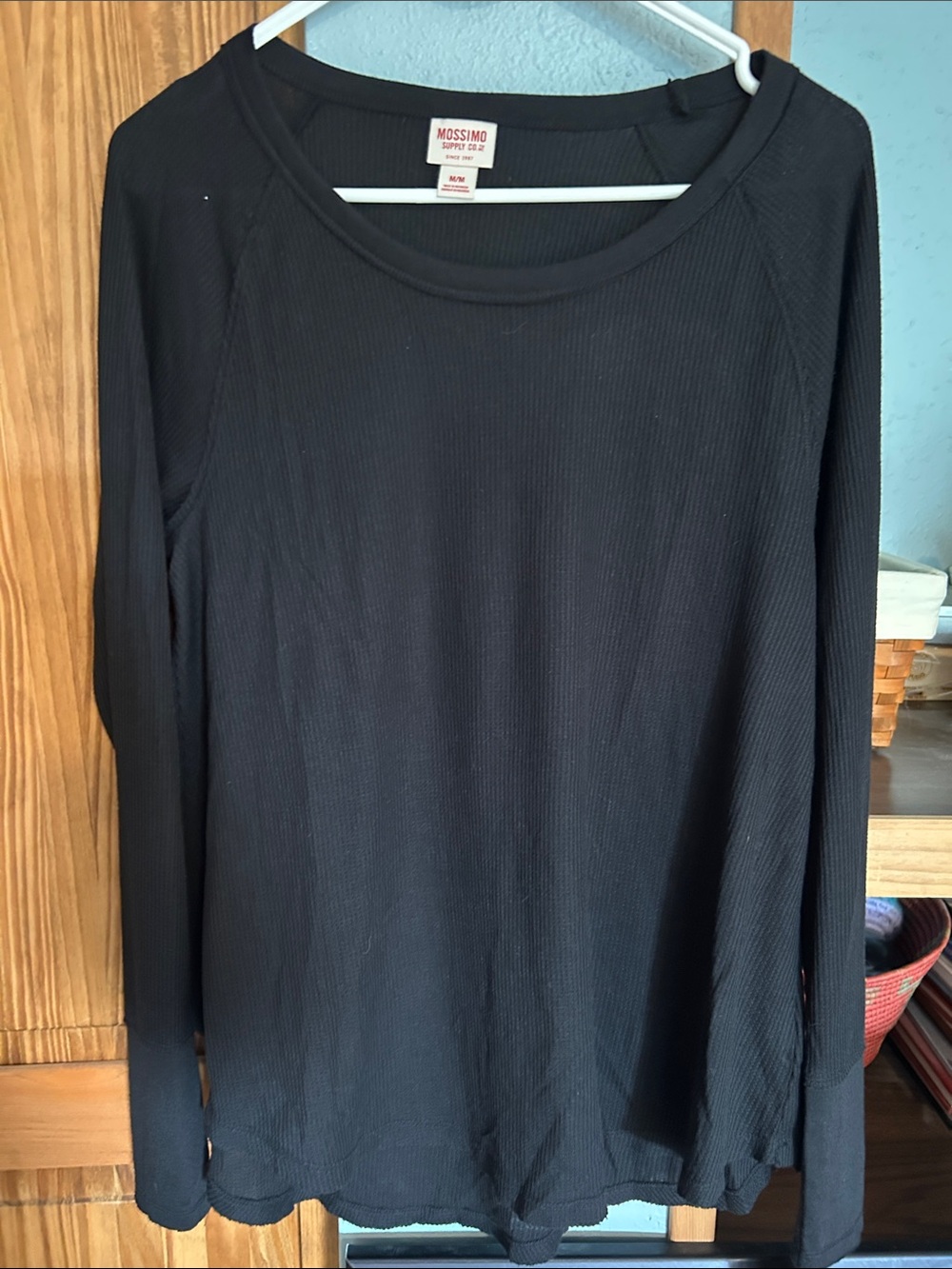 Mossimo Supply Co. Black Ribbed Long Sleeve Top size m